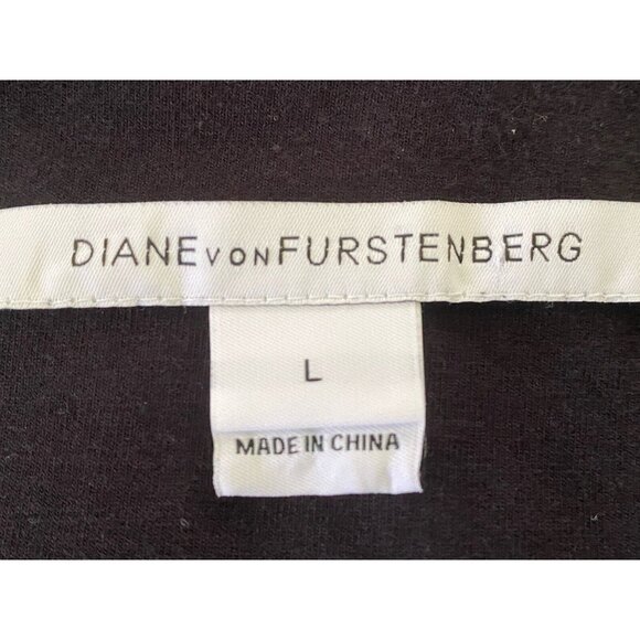 Diane Von Furstenberg Women Scoop Neck Short Sleeve Midi Dress Black Size Large - Picture 16 of 16